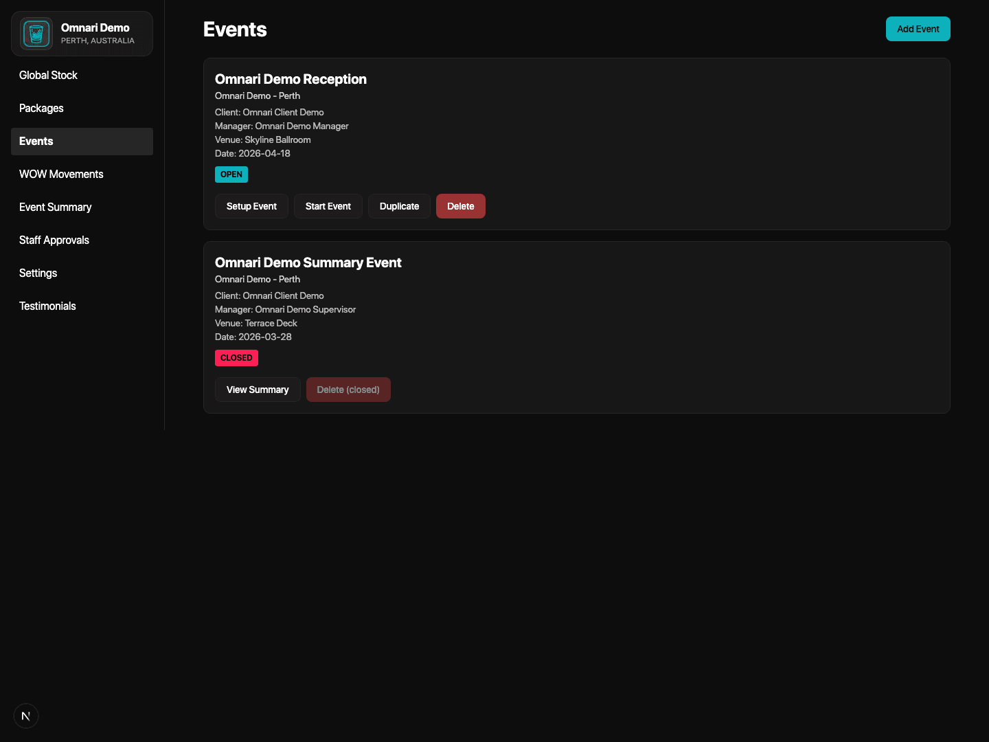 Create and manage events
